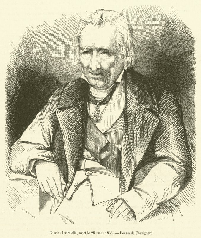 シャルル・ラクレテル、1855年3月28日に死去（エングレービング 作： フランス語学校