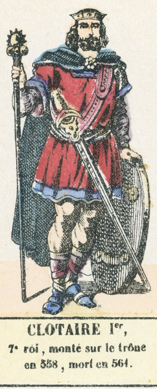 第7代王クロテール1世、558年に即位、561年に死去（彩色された彫刻作品 作： フランス語学校