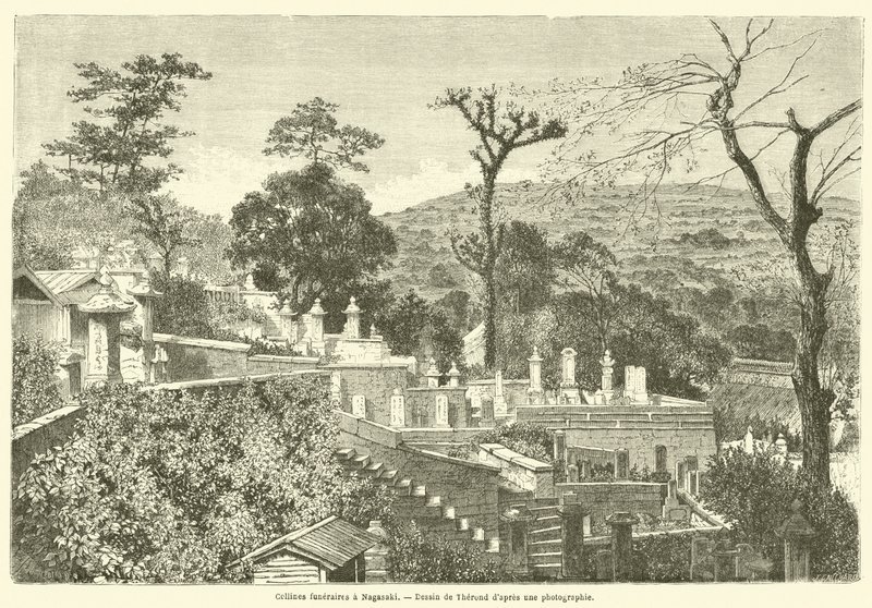 Collines funeraires a Nagasaki (e.g. engraving) 作： フランス語学校