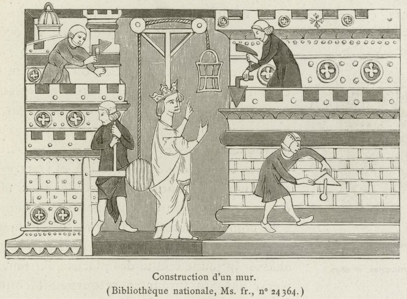 壁の建設（彫刻 作： フランス語学校