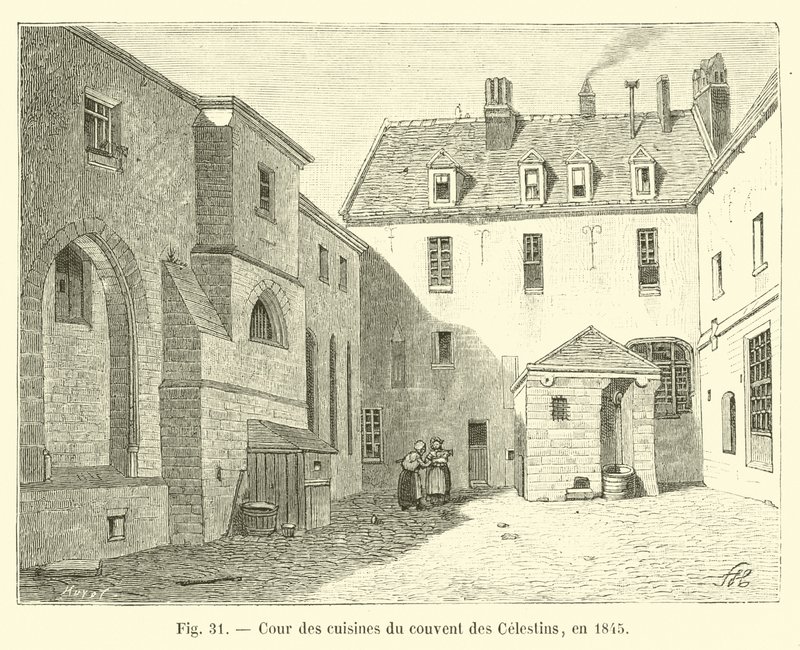 1845年にセレスティン修道院のキッチンの中庭 作： フランス語学校
