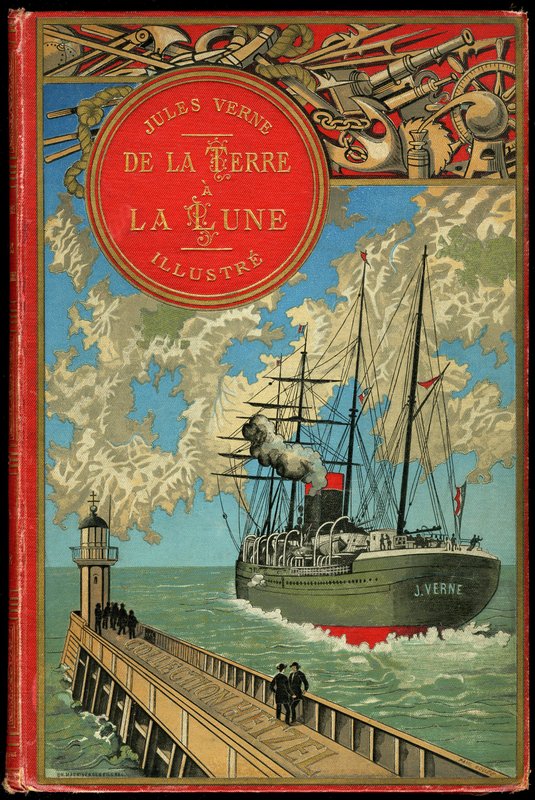 【レア】ジュール ベルヌ 『ドナウの水先案内人』 キューバ ビンテージ ポスター ジュール・ヴェルヌが1865年に発表した『地球から月へ』の表紙（Hetzel