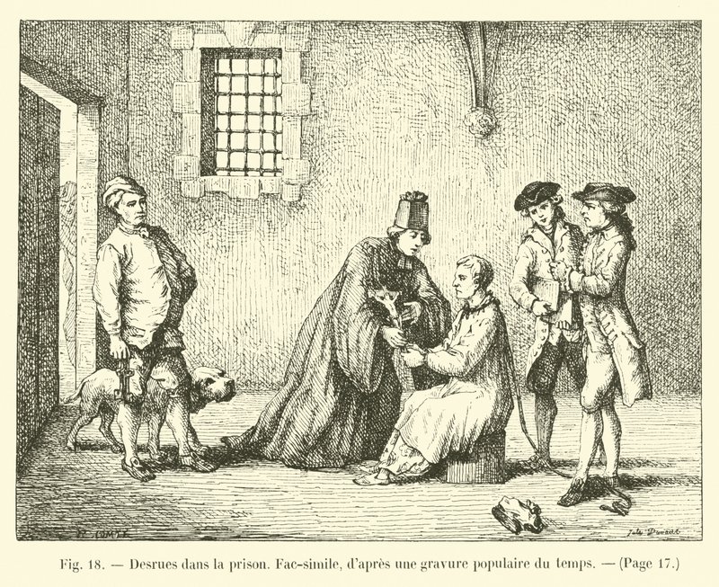 当時の人気のある彫刻の後、Desrues dans la刑務所、Fac-simile 作： フランス語学校