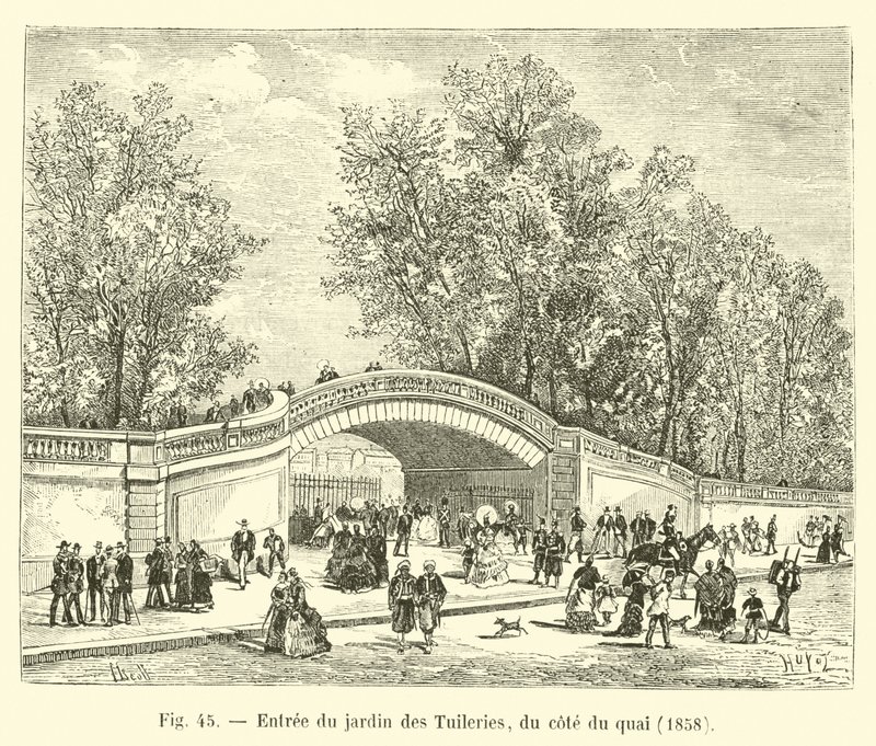 1858年、岸壁にあるチュイルリー庭園への入り口 作： フランス語学校