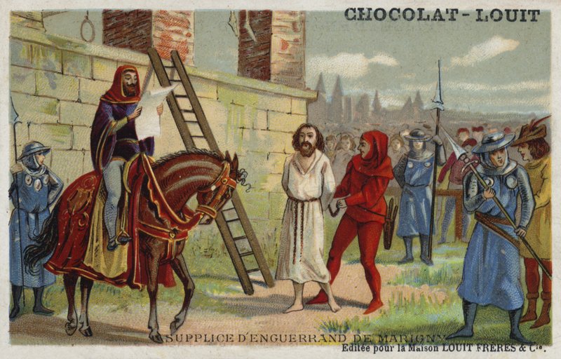 1315年、フランスのフィリップ4世の大臣Enguerrand de Marignyの死刑 作： フランス語学校