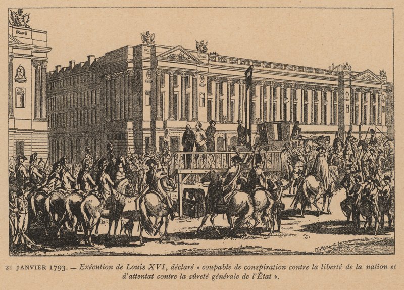 フランス国王ルイ16世の処刑、パリ、フランス革命、1793年1月21日（エングレーヴィング） 作： フランス語学校