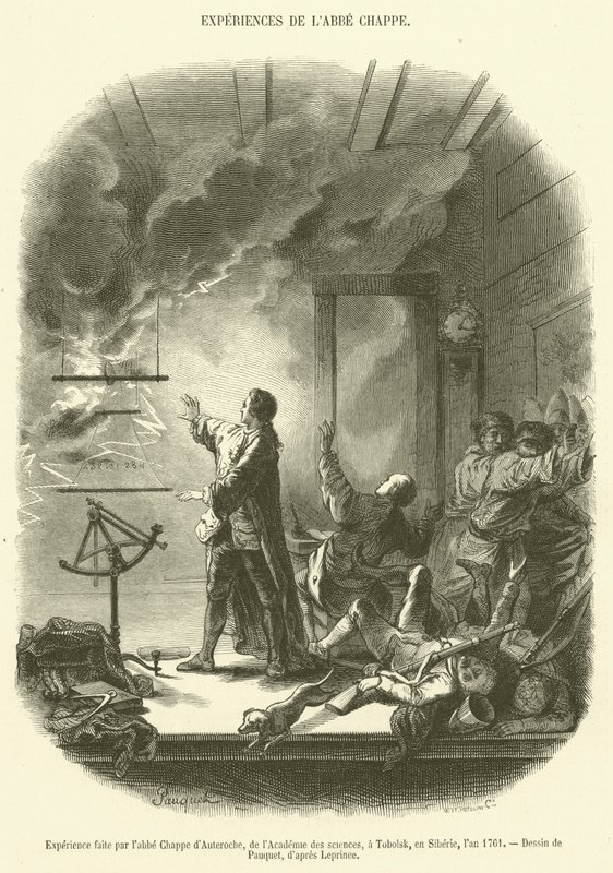 1761年、科学アカデミーのシャペ・ドートロシュ氏がシベリアのトボリスクで行った体験（版画 作： フランス語学校