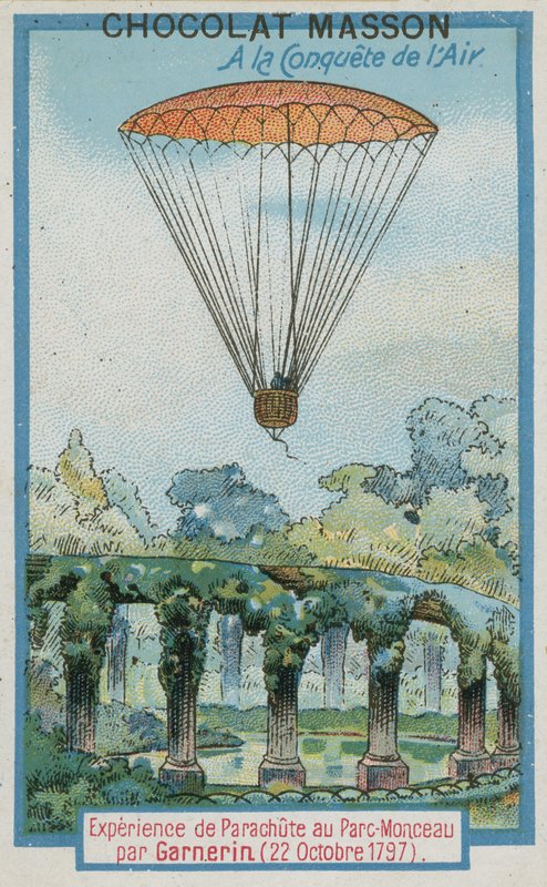 アンドレジャックガーネリンによるモンソー公園でのパラシュートの実験（1797年10月22日） 作： フランス語学校