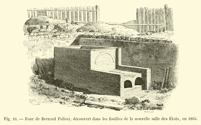1865年に新しいサールデエタの発掘調査で発見されたバーナードパリシーのオーブン 作： フランス語学校