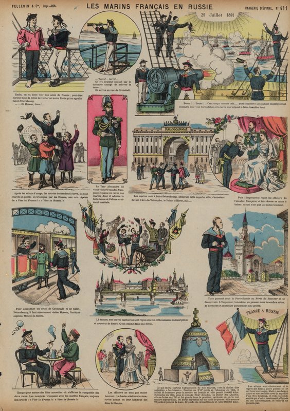 1891年7月25日、ロシアを訪れるフランスの船員 作： フランス語学校