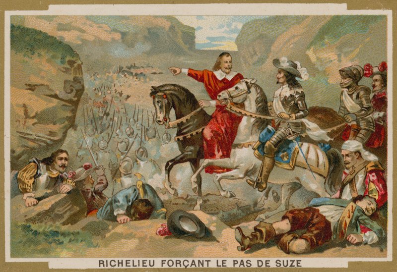 1629年、リシュリュー枢機卿が指揮したフランス軍がサヴォイのスザにパスを強制 作： フランス語学校
