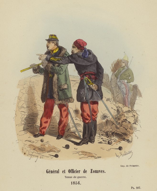 ズーヴ族の将軍と将校、戦時中の服装 作： フランス語学校