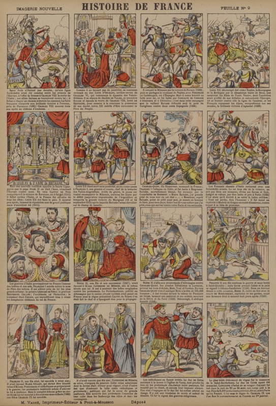 シャルル8世の死から聖バルトロメオの日の虐殺までのフランスの歴史（カラーリトグラフ） 作： フランス語学校