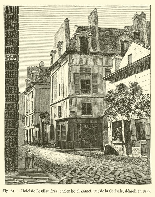 Hotel de Lesdiguieres、かつてのザメットホテル、rue de la Cerisaie、1877年に解体 作： フランス語学校