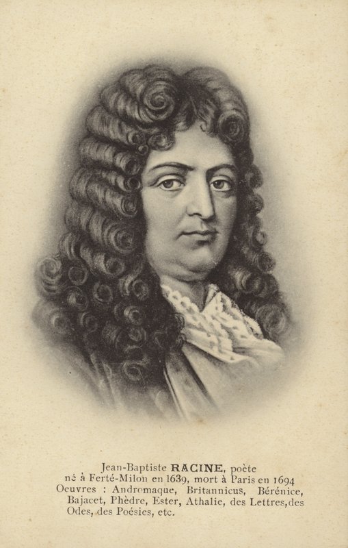 ジャン・ラシーヌ（1639-1699）フランスの劇作家（リトグラフ） 作： フランス語学校