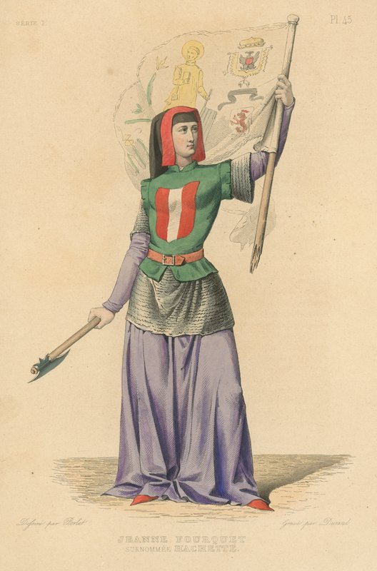 アシェットの愛称で親しまれているジャンヌ・フルケ（彩色済み彫刻 作： フランス語学校