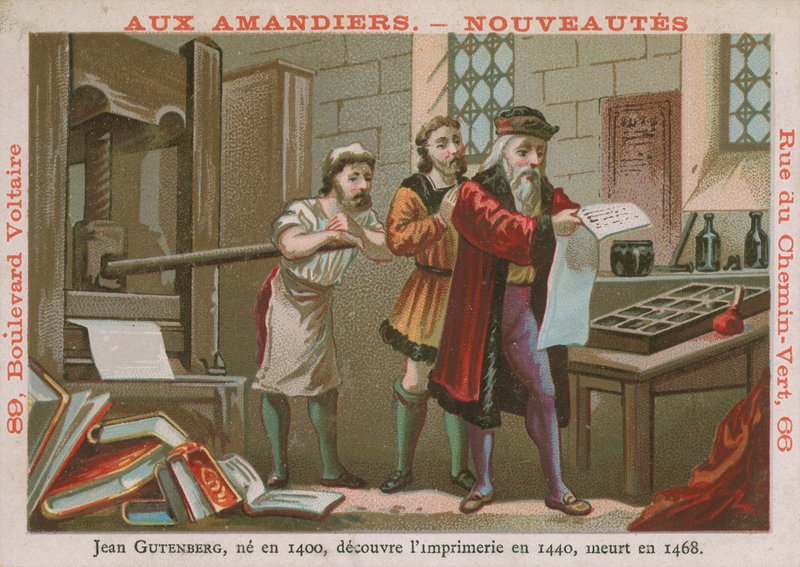 ヨハネスグーテンベルク、15世紀のドイツ人発明家兼印刷家 作： フランス語学校