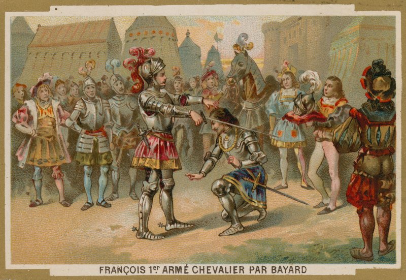 マリニャーノの戦い後、1515年にフランスのシャルル1世がシュヴァリエドベヤードに騎士 作： フランス語学校