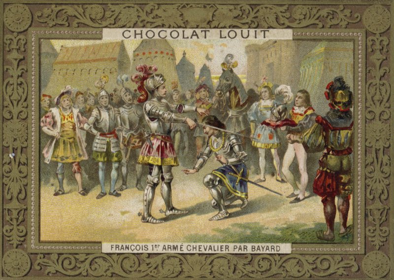 1515年のマリニャーノの戦いの後、シュヴァリエドベヤードに騎士されたフランスのチャールズ1世 作： フランス語学校