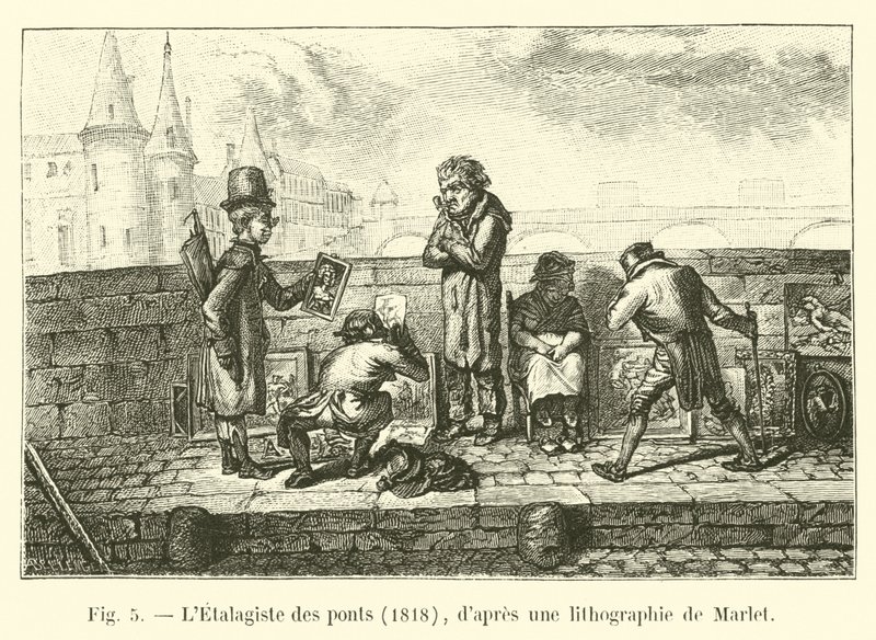 マーレットのリトグラフの後の1818年の橋のデザイナー 作： フランス語学校