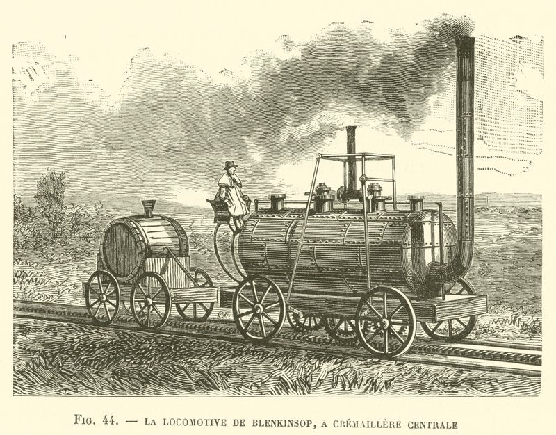 La Locomotive de Blenkinsop, a Cremaillere Centrale (エングレーヴィング) 作： フランス語学校