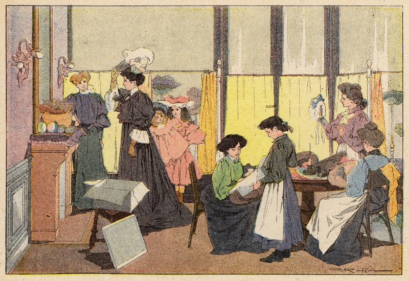 La Modiste, The Milliner（カラーリトグラフ 作： フランス語学校