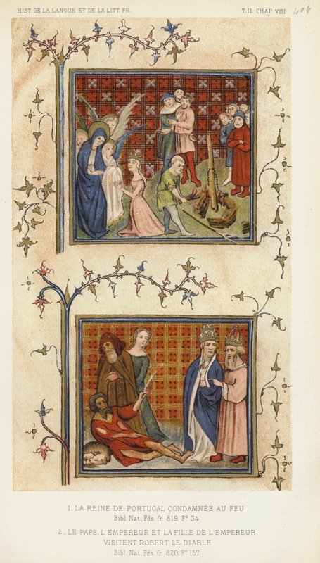 ポルトガル女王、ローマ教皇、皇帝、皇帝の娘（カラーリトグラフ） 作： フランス語学校