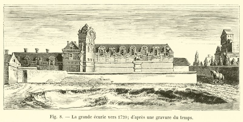 1720年頃の大厩舎。時間の刻印から 作： フランス語学校