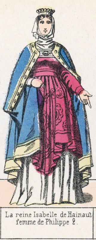フィリップ2世の妻、ハイノー家のイザベラ女王（彩色済み彫刻 作： フランス語学校