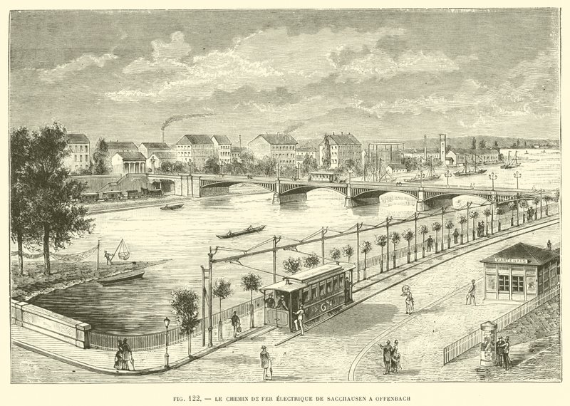 Le Chemin de Fer Electrique de Sacchausen a Offenbach (e.g. engraving) 作： フランス語学校