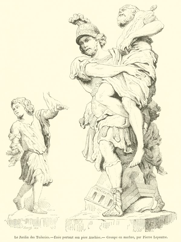 Le Jardin des Tuileries, Enee portant son pere Anchise (e.g. engraving) 作： フランス語学校