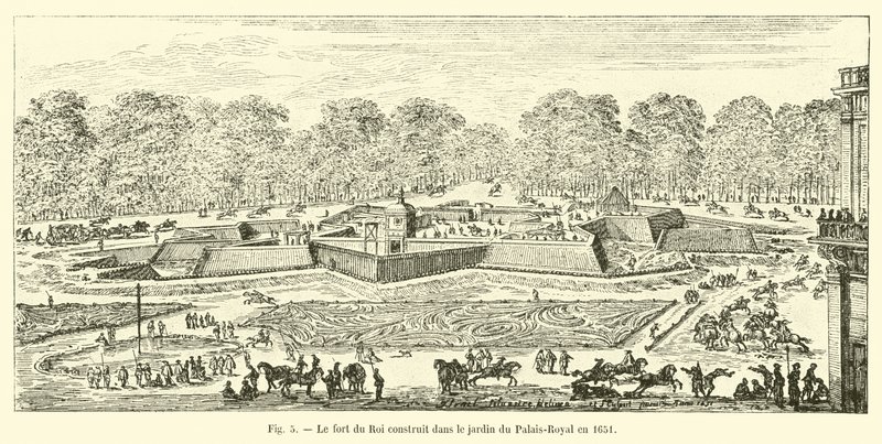 1651年にパレロイヤルの庭園に建てられた王の砦 作： フランス語学校