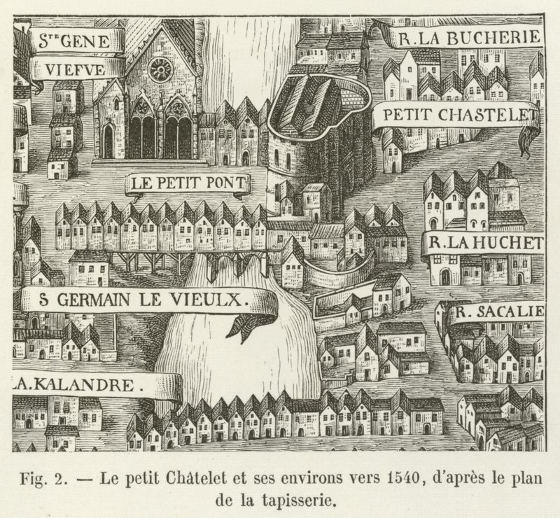 タペストリー計画によると、1540年頃のリトルシャトレとその周辺 作： フランス語学校