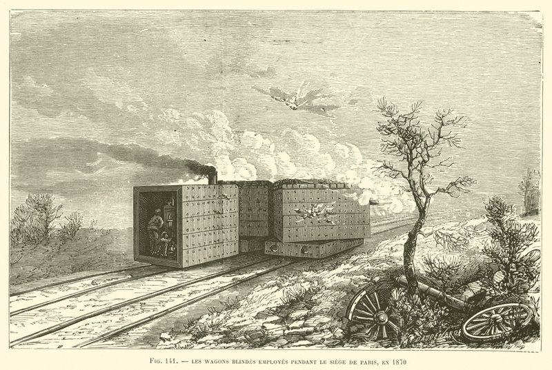 1870年のパリ包囲戦で使用された装甲車(彫刻) 作： フランス語学校