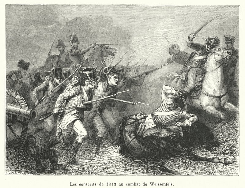 ヴァイセンフェルスの戦いに参加した1813年の徴兵隊たち（エングレービング 作： フランス語学校