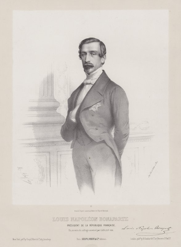ルイ・ナポレオン・ボナパルト、フランス共和国大統領、1848年頃（リトグラフ） 作： フランス語学校