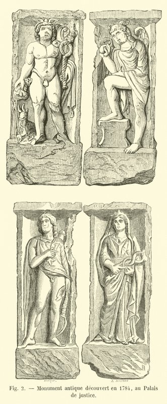 1784年にパレドジャスティスで発見された古代の記念碑 作： フランス語学校