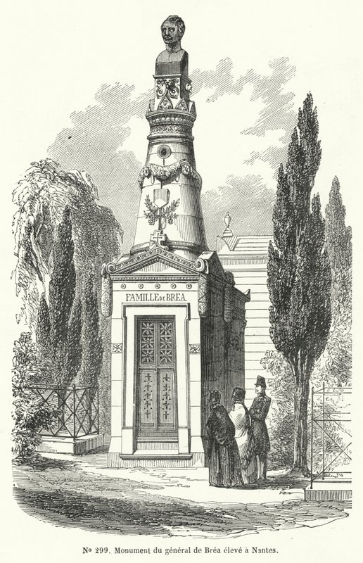 1848年にパリで起きた6月の日の暴動で革命家に処刑されたフランスの将軍ジャン・バティスト・フィデール・ブレアのナントにおける記念碑（彫刻 作： フランス語学校