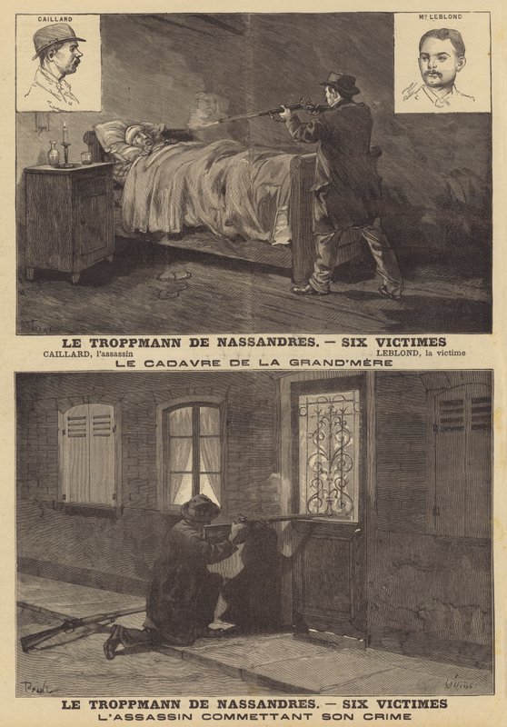 Caillardという名前の殺人犯によるNassandresでの6人家族の殺害 作： フランス語学校