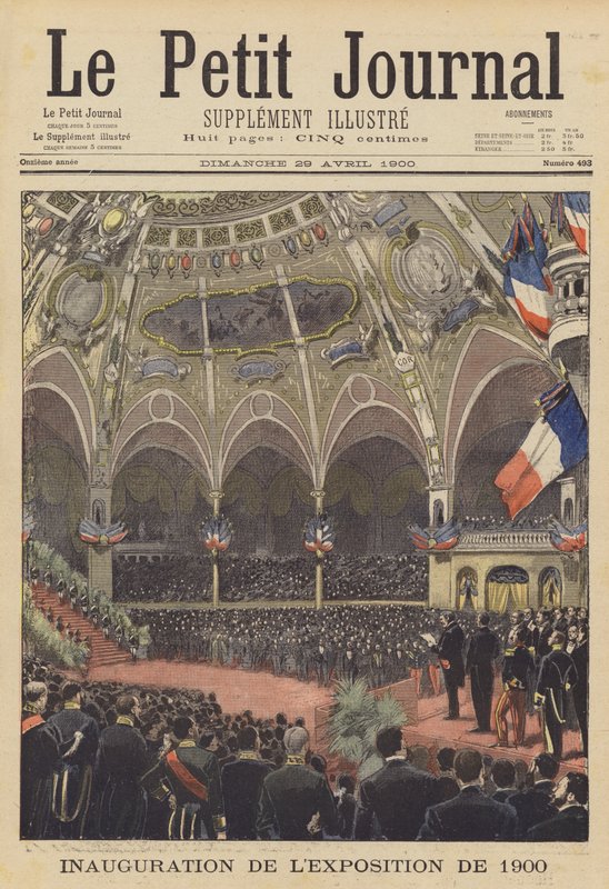 1900年のパリ万国博覧会の開会式（カラーリトグラフ 作： フランス語学校