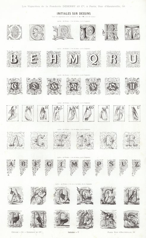 Vignettes Typographiques」のページ（彫刻）。 作： フランス語学校