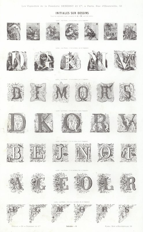 Vignettes Typographiques」のページ（彫刻）。 作： フランス語学校