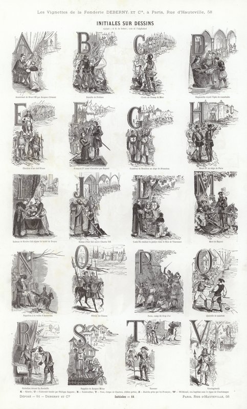 Vignettes Typographiques」のページ（彫刻）。 作： フランス語学校