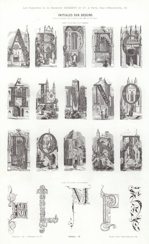 Vignettes Typographiques」のページ（彫刻）。 作： フランス語学校