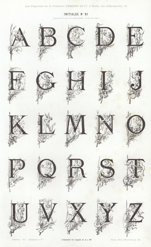 Vignettes Typographiques」のページ（彫刻）。 作： フランス語学校