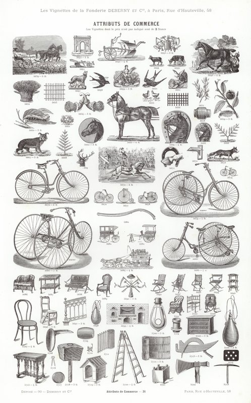Vignettes Typographiques」のページ（彫刻）。 作： フランス語学校