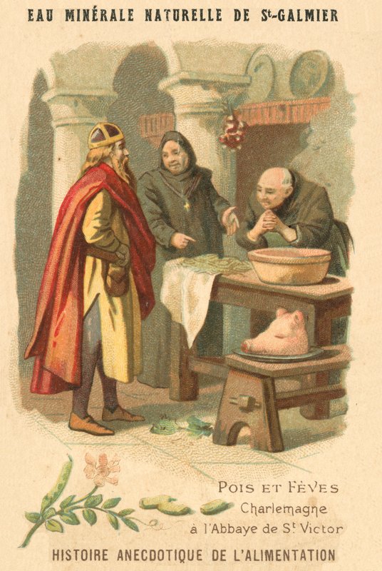 豆と豆。聖ヴィクトル修道院でのシャルルマーニュ（クロモリト 作： フランス語学校