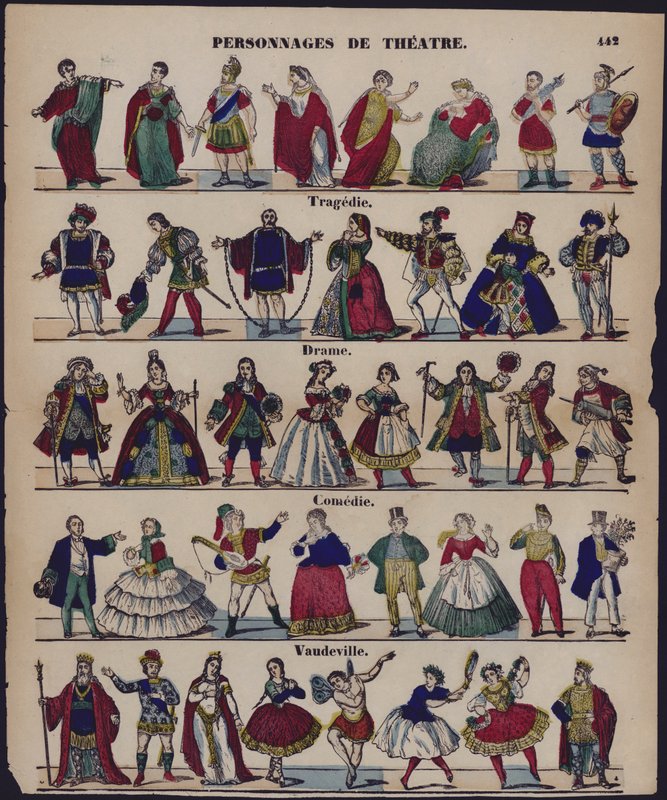 Personnages de theatre（カラーエングレービング 作： フランス語学校