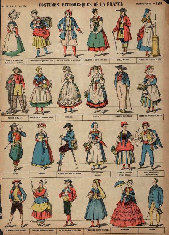 フランスの絵のような衣装（彩色済み彫刻 作： フランス語学校