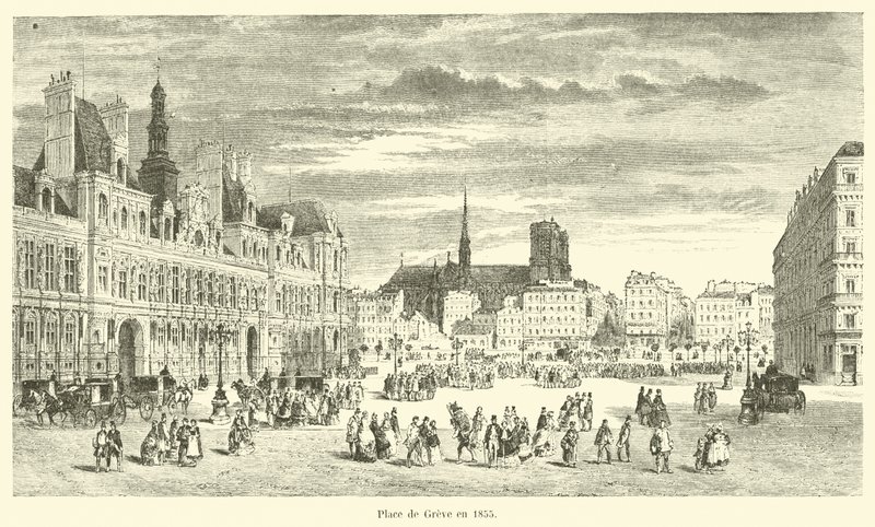 1855年にグレーヴ広場 作： フランス語学校
